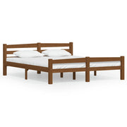 Letto matrimoniale | Letto per adulti | Giroletto senza Materaso Ambrato in Legno di Pino 160x200 cm