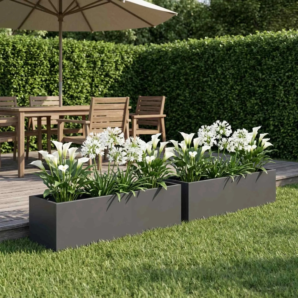 Vaso da giardino 2 pz Antracite 80 x 20 x 20 cm 8005167
