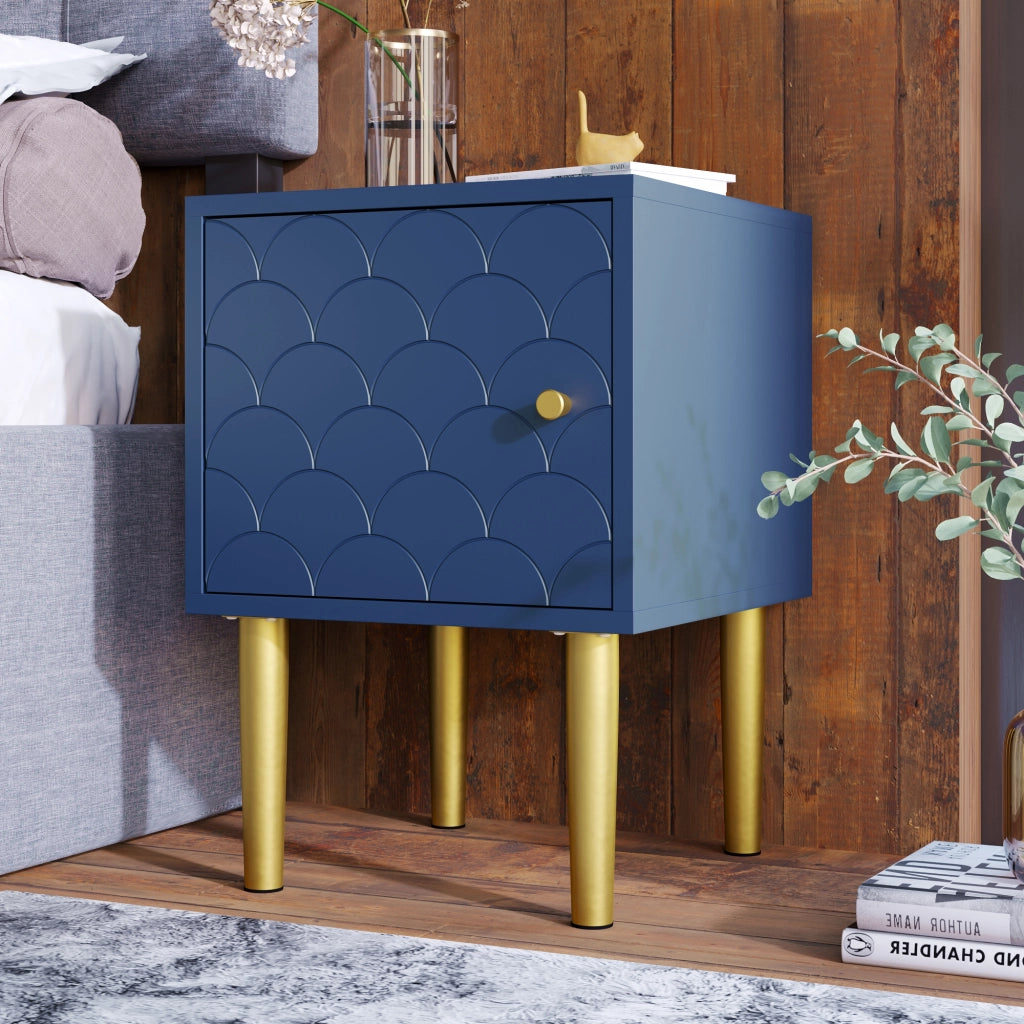 COMODINO 35x35x51 cm Marineblau in legno e metallo