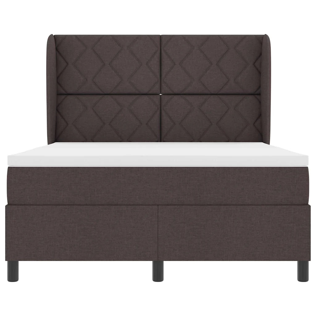 Letto a molle con materasso Marrone scuro 140 x 190 cm Tessuto 3340623
