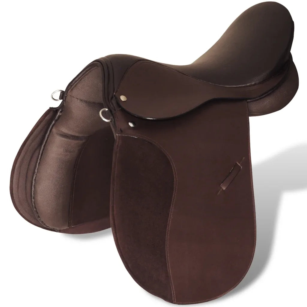 Set Sella Equitazione 17,5" in pelle naturale Marrone 12 cm 5-in-1 90647