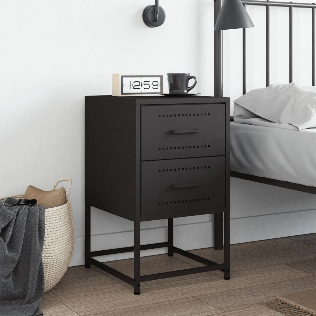 Comodino Nero 36x39x60,5 cm in Acciaio 846458