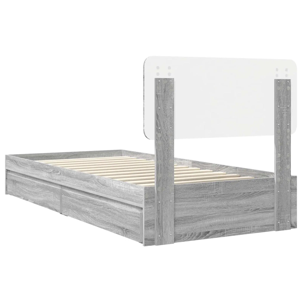 Letto con Contenitore con testiera Grigio Sonoma 100 x 200 cm 3412309
