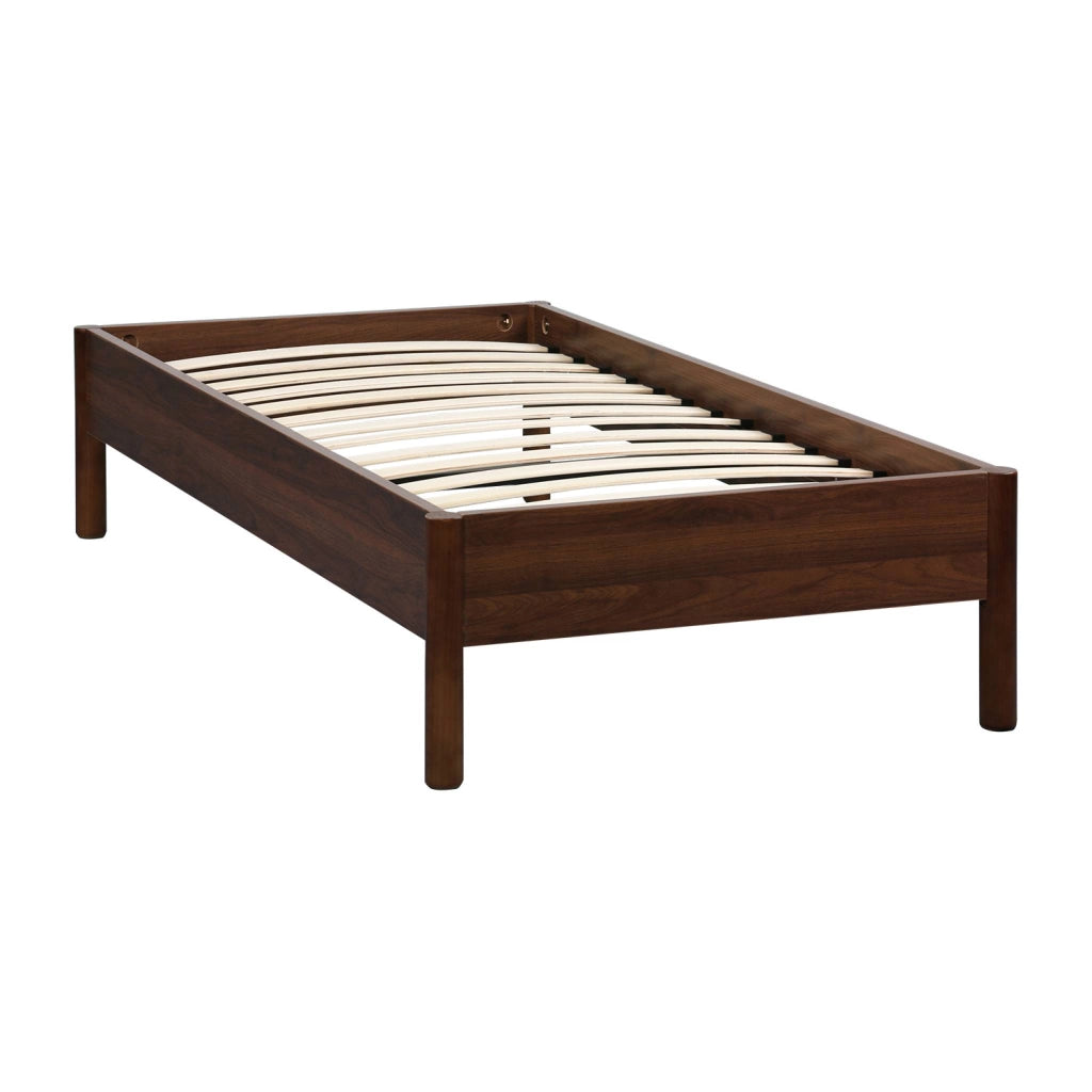 Letto con rete a doghe 90x190cm decorazione legno, noce
