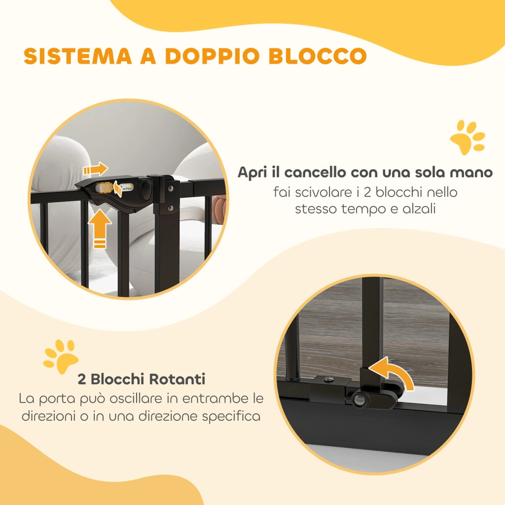 Cancellino per Cani Regolabile ¨C Minimal ¨C Nero, Acciaio e Plastica, 74-100x77 cm