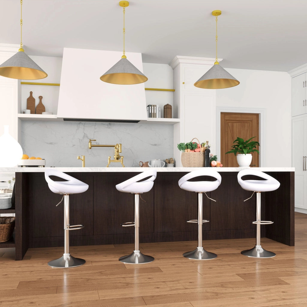 Set 2 Sgabelli da Bar Altezza Regolabile Seduta in ABS Bianco