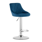 Sgabello da bar KAST in velluto blu navy con base cromata