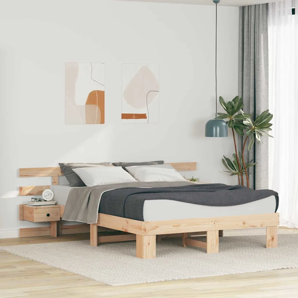 Letto matrimoniale | Letto per adulti | Struttura del letto Marrone 150 x 200 cm Pino massello