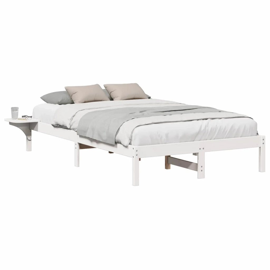 Struttura del letto Bianco 135 x 190 cm Pino massello 873197