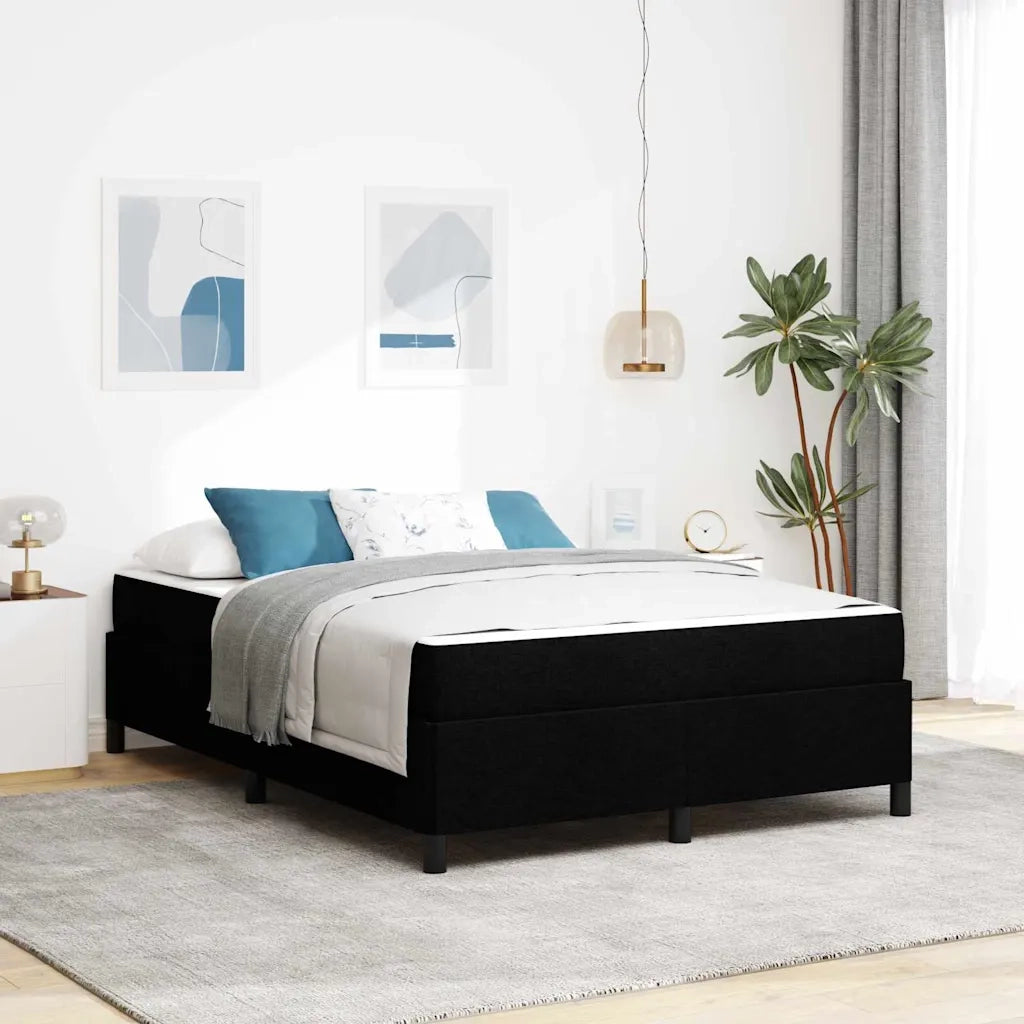 Letto a molle con materasso Nero 140 x 190 cm Tessuto