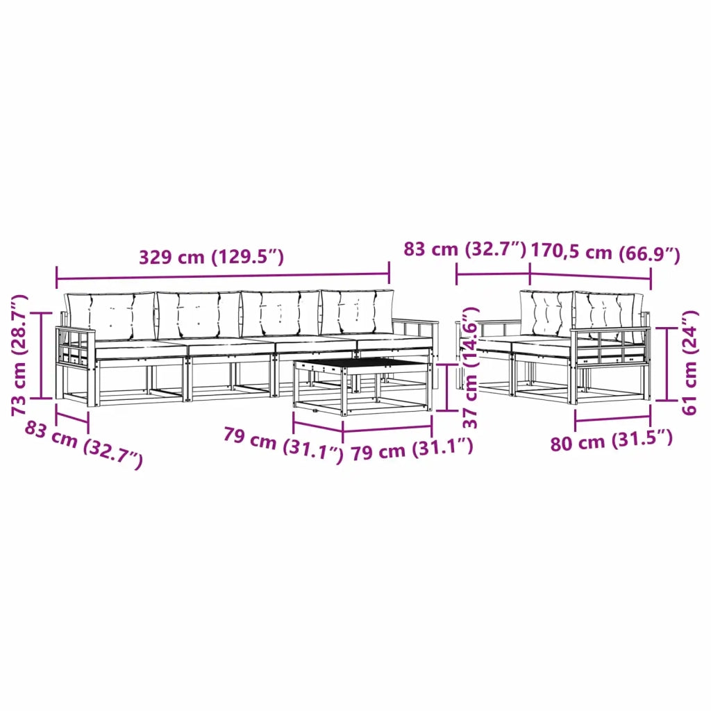 Set di divani da esterno con cuscino 6 pcs Bianco e Antracite 3386106