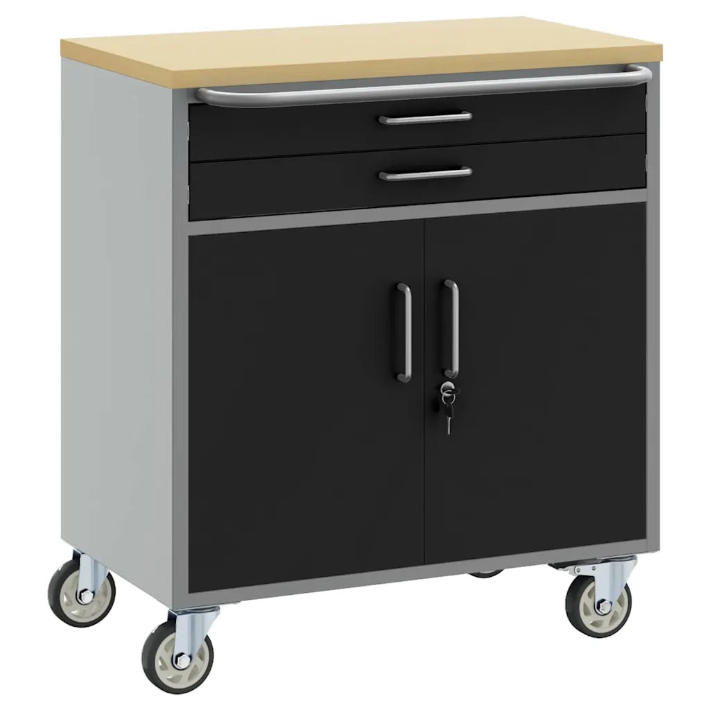 Banco da lavoro con cassetto Nero e Grigio 75 x 45 x 85 cm 4103487