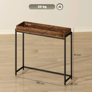 TAVOLO CONSOLLE Sottile 100x30x91 cm Marrone rustico Metallo e pannello