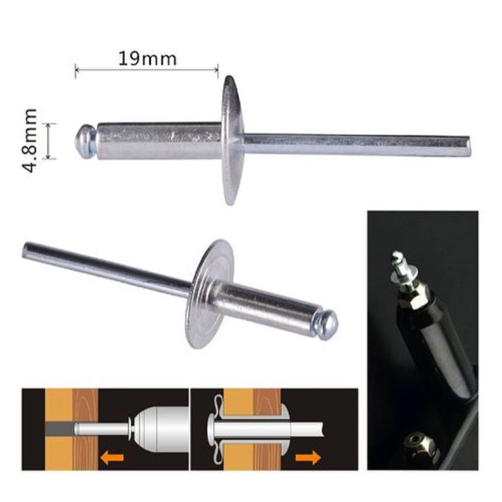 Trade Shop - Set 10 Pezzi Rivetti Rivetto 4.8x19 Mm Accessori Per Bricolage Ferramenta 94983 -