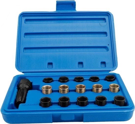 Kit di riparazione a vite M14 - Trapano a vite M14X1.25 per piccoli motori - Attrezzatura di manutenzione auto 16 pezzi