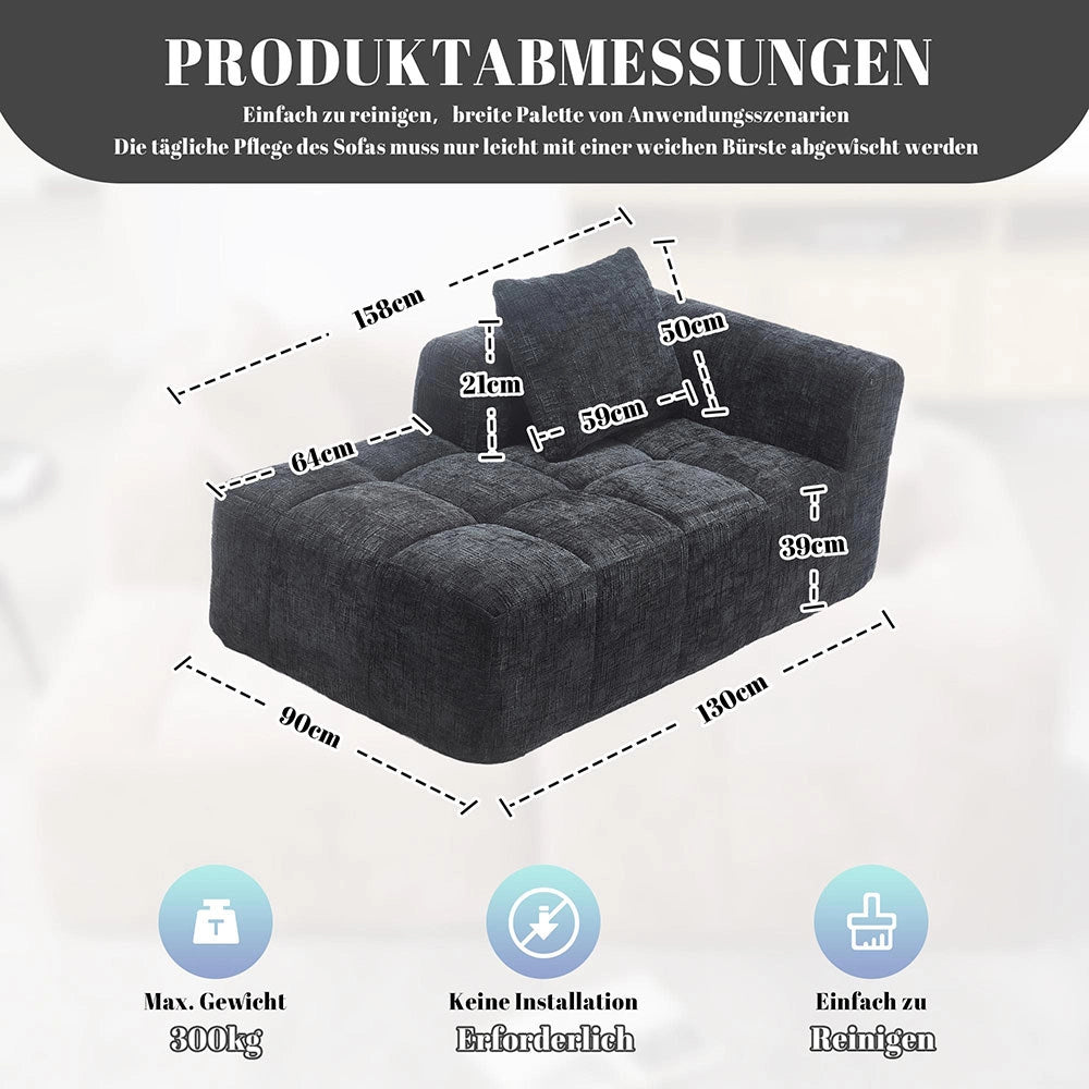 Chaise longue - Xylo - pronto uso con tasche laterali nero