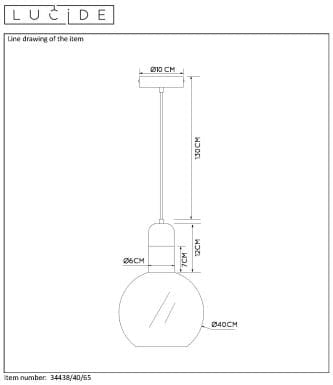 Lampada a sospensione Lucide Julius Ø40 nera E27 40W