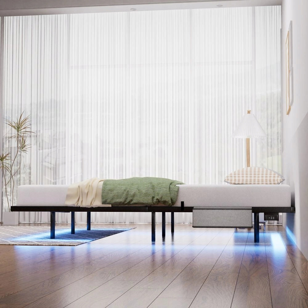 Letto a piattaforma in metallo - Xylo - 160x200 - Nero - LED