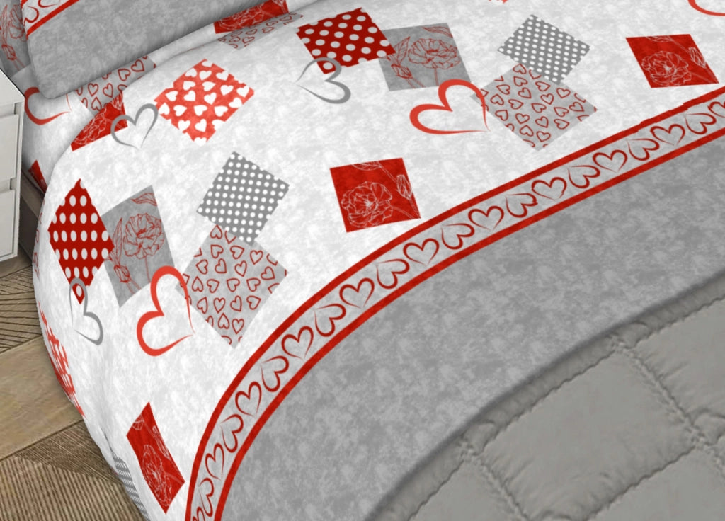 Completo Lenzuola 100% Cotone Made Italy Disegno Style C.N - Piazza e Mezza - Grigio