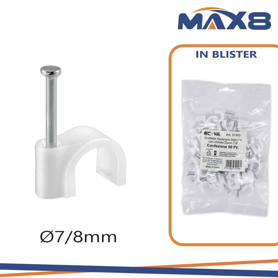 GRAFFETTE FISSA CAVO BIANCHE n.7/8 CONF PZ50