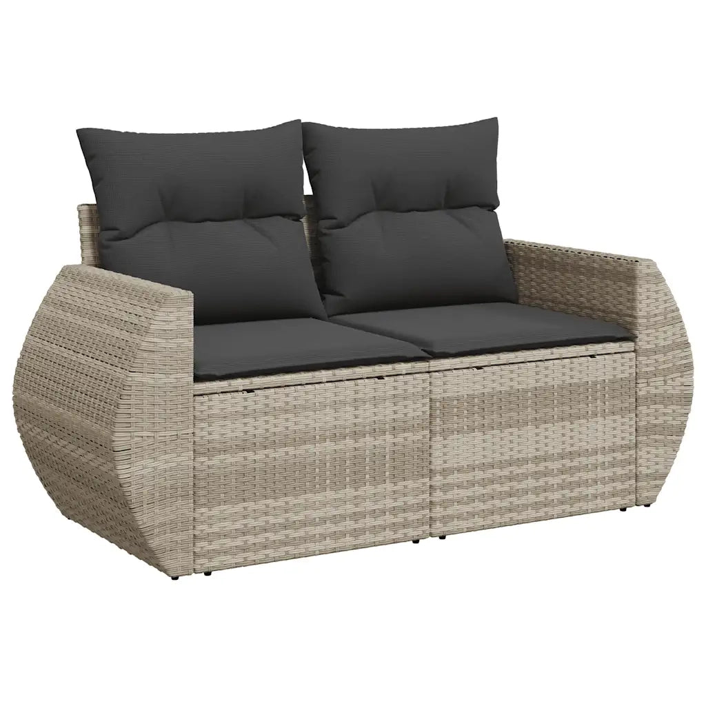 Set Divano da Giardino 5pz | Set Salotto da Giardino con Cuscini Grigio Chiaro Polyrattan