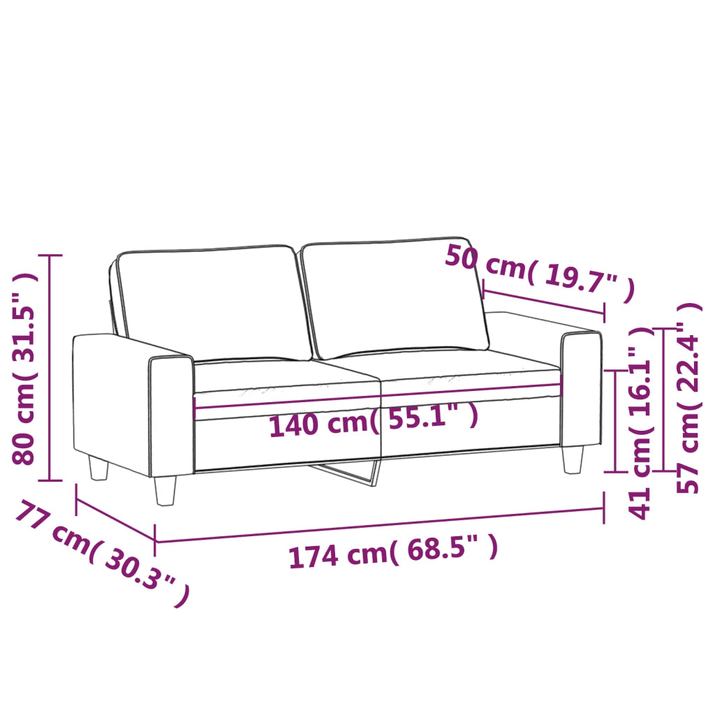 Divano a 2 Posti Marrone 140 cm in Tessuto 359394
