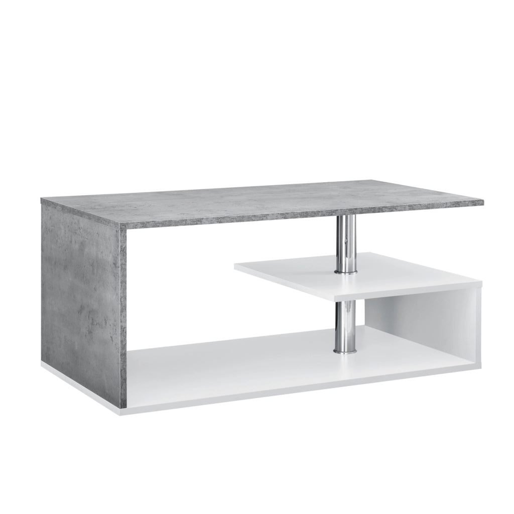 Tavolino da Salotto Haarlem con 3 Piani 90 x 50 x 41 cm - Effetto Cemento / Bianco [en.casa]