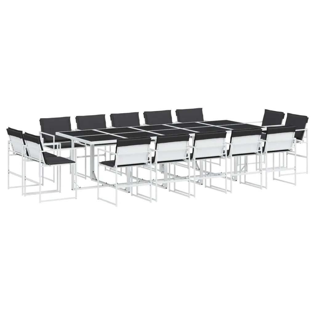 Set da Pranzo da Giardino 15 pz con Cuscini Bianco in Textilene 3295111