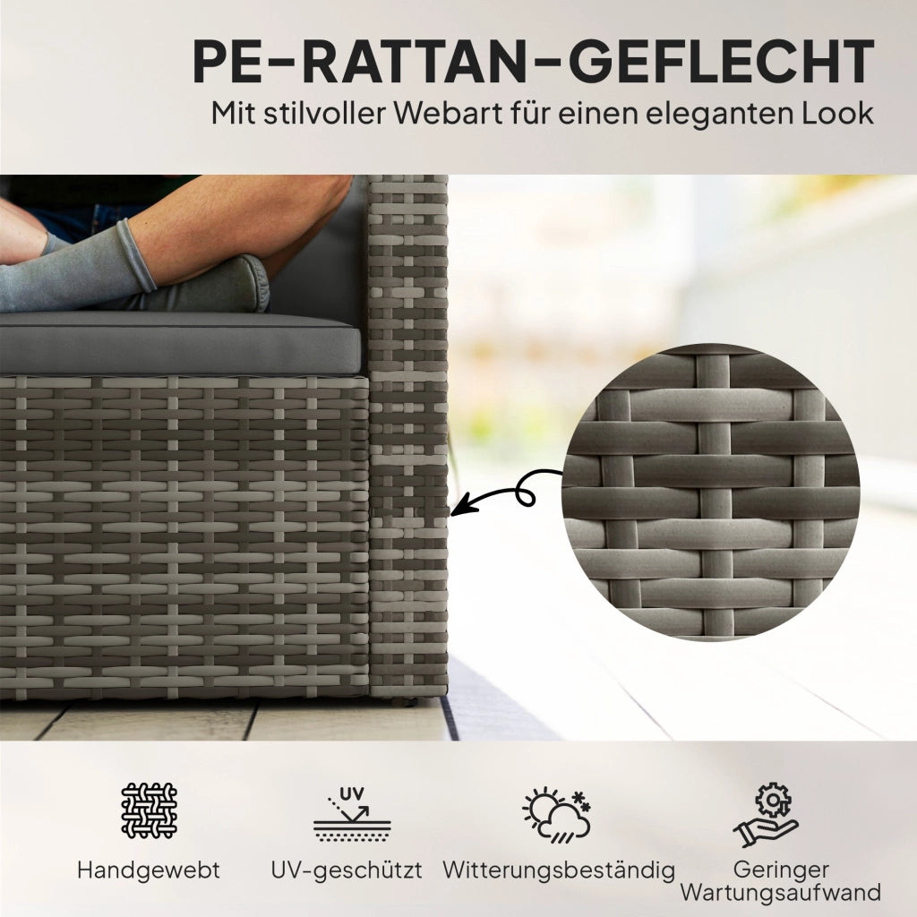 Divano 2 posti in rattan con cuscini e tavolini laterali ¨C Minimal ¨C Grigio chiaro