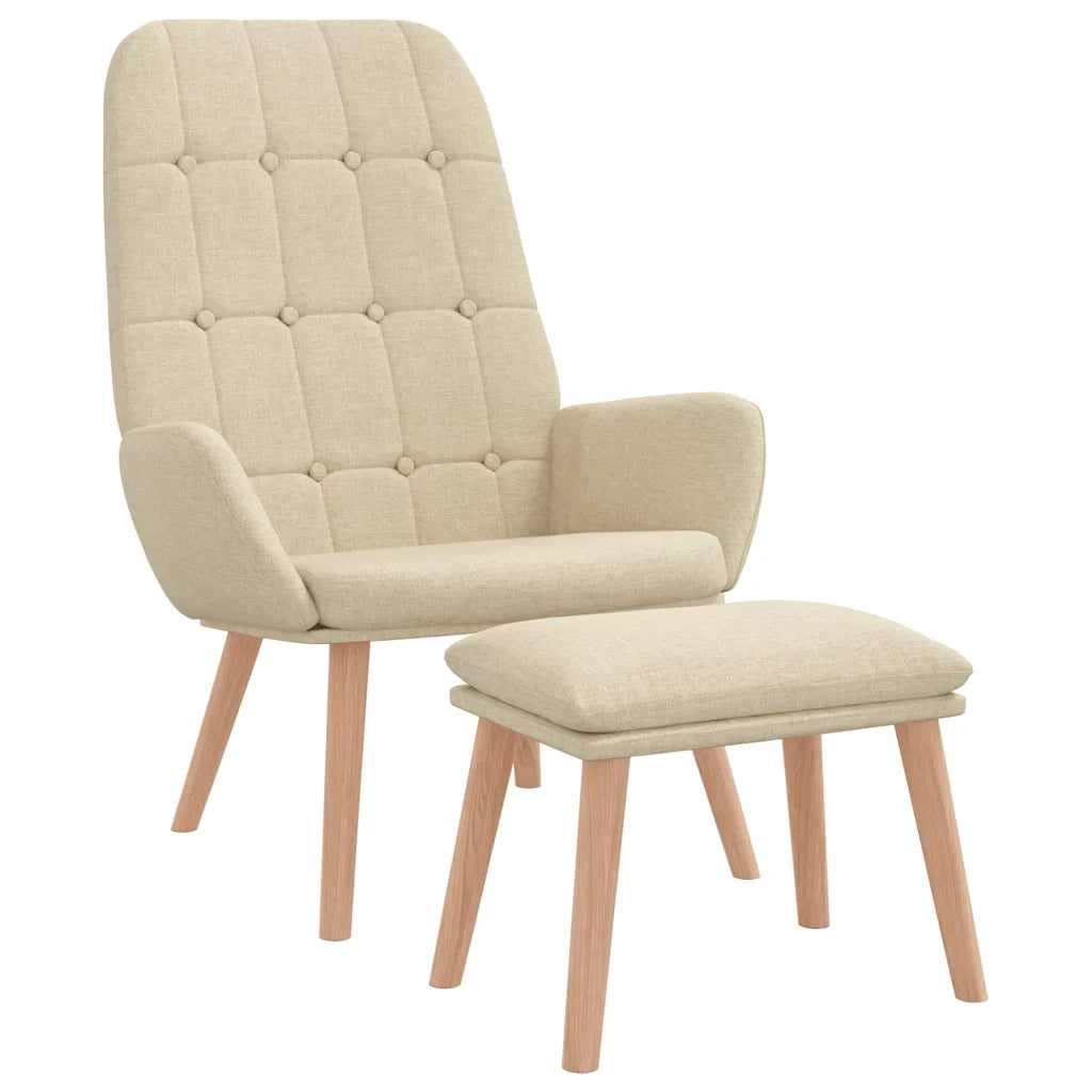 Poltrona Relax con Poggiapiedi Crema in Tessuto 3315151
