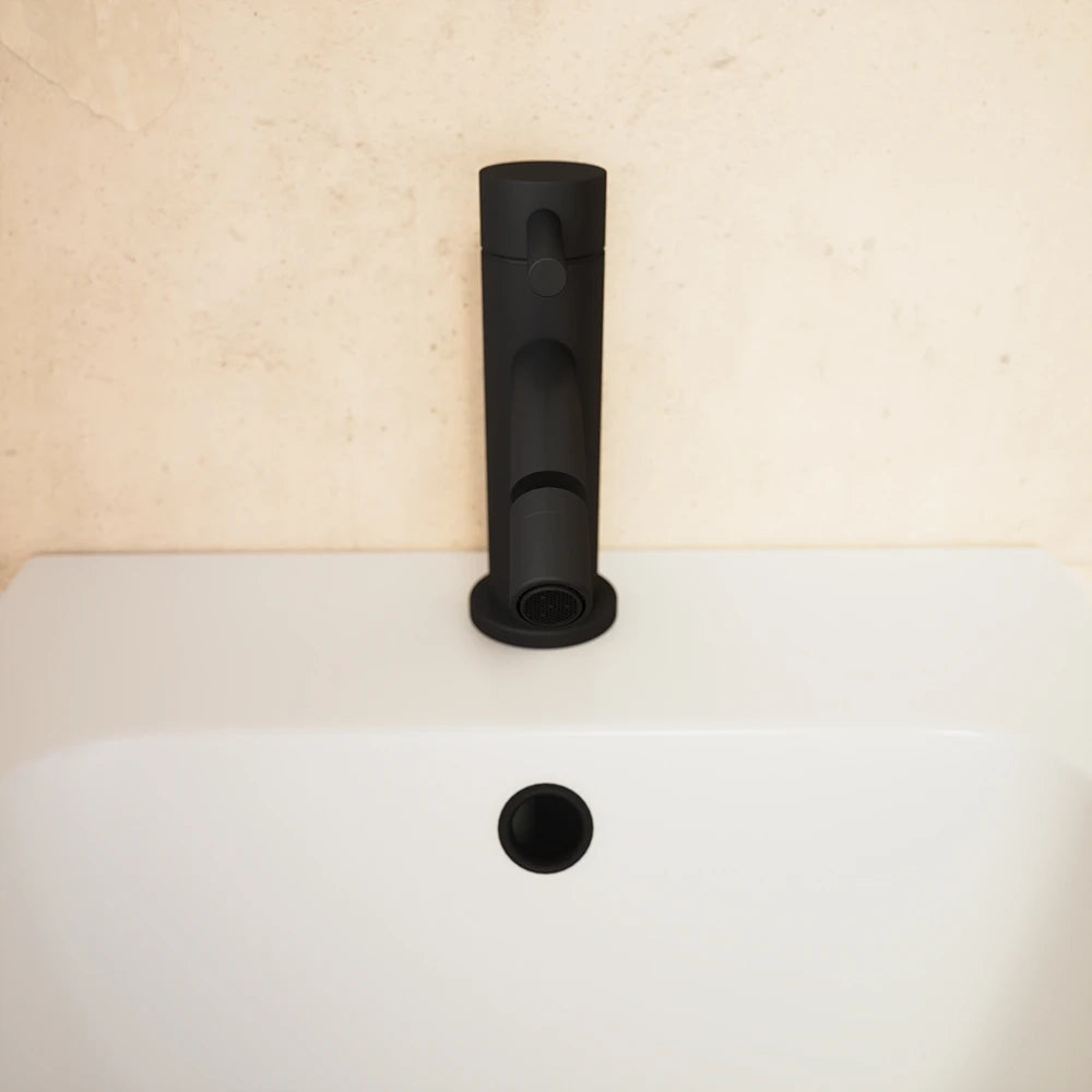 Coppia miscelatori lavabo alto bidet senza scarico slim nero opaco | Bette