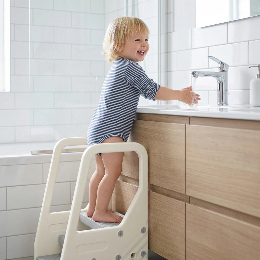 Scalino Bambini ¨C zephmum ¨C Grigio, Plastica, Regolabile 2-3 Gradini