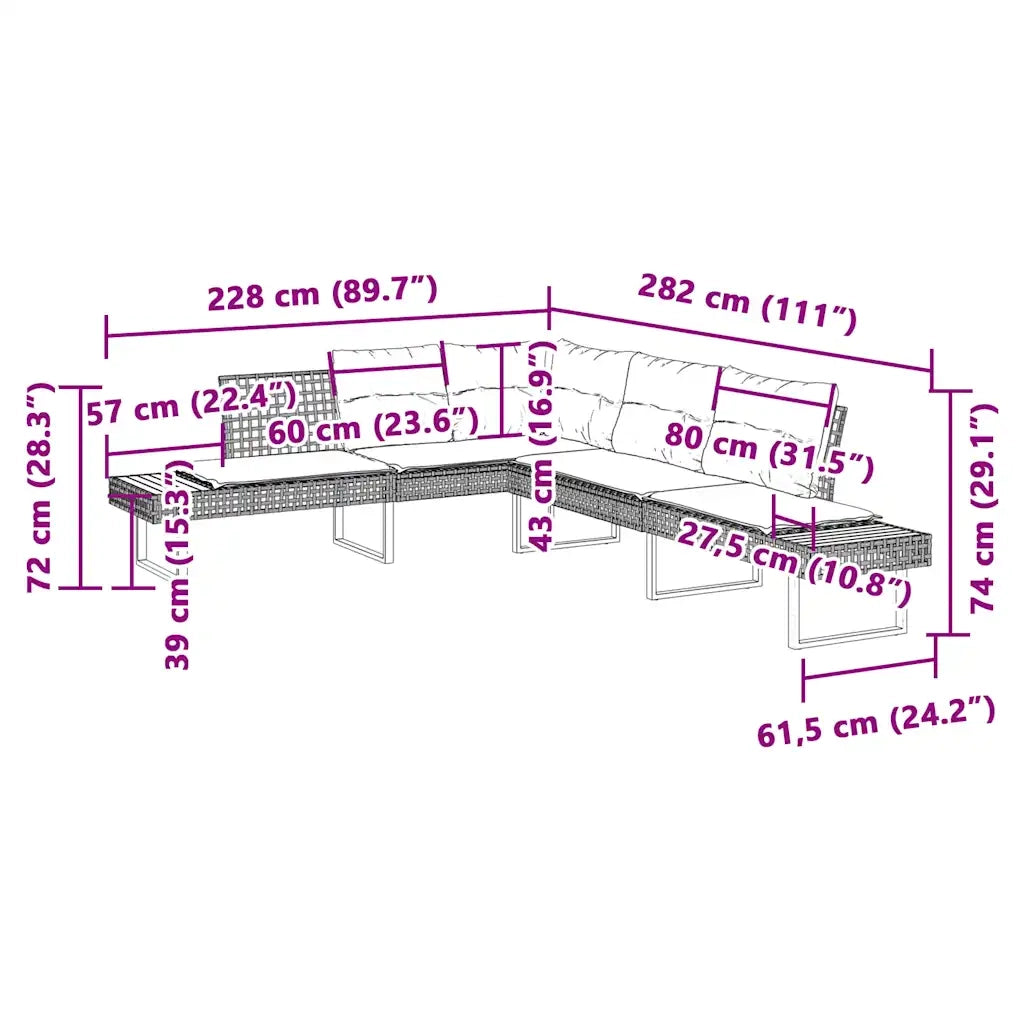 Set Divani da Giardino 2 pz con Cuscini Grigio Polyrattan Vetro 3277496