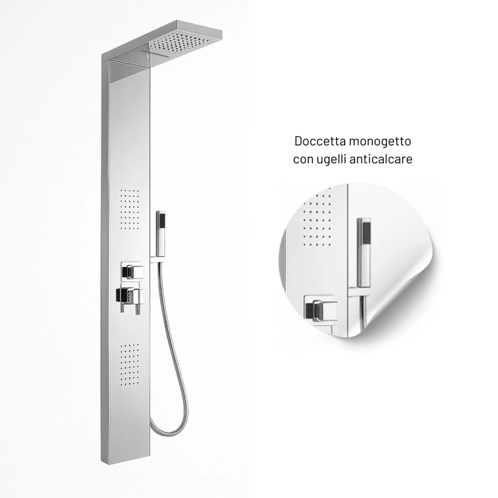Colonna doccia 002 4 funzioni acciaio inox getto a cascata 2 bocchette idro lombari l20xp44xh170 *** finitura- cromo ...