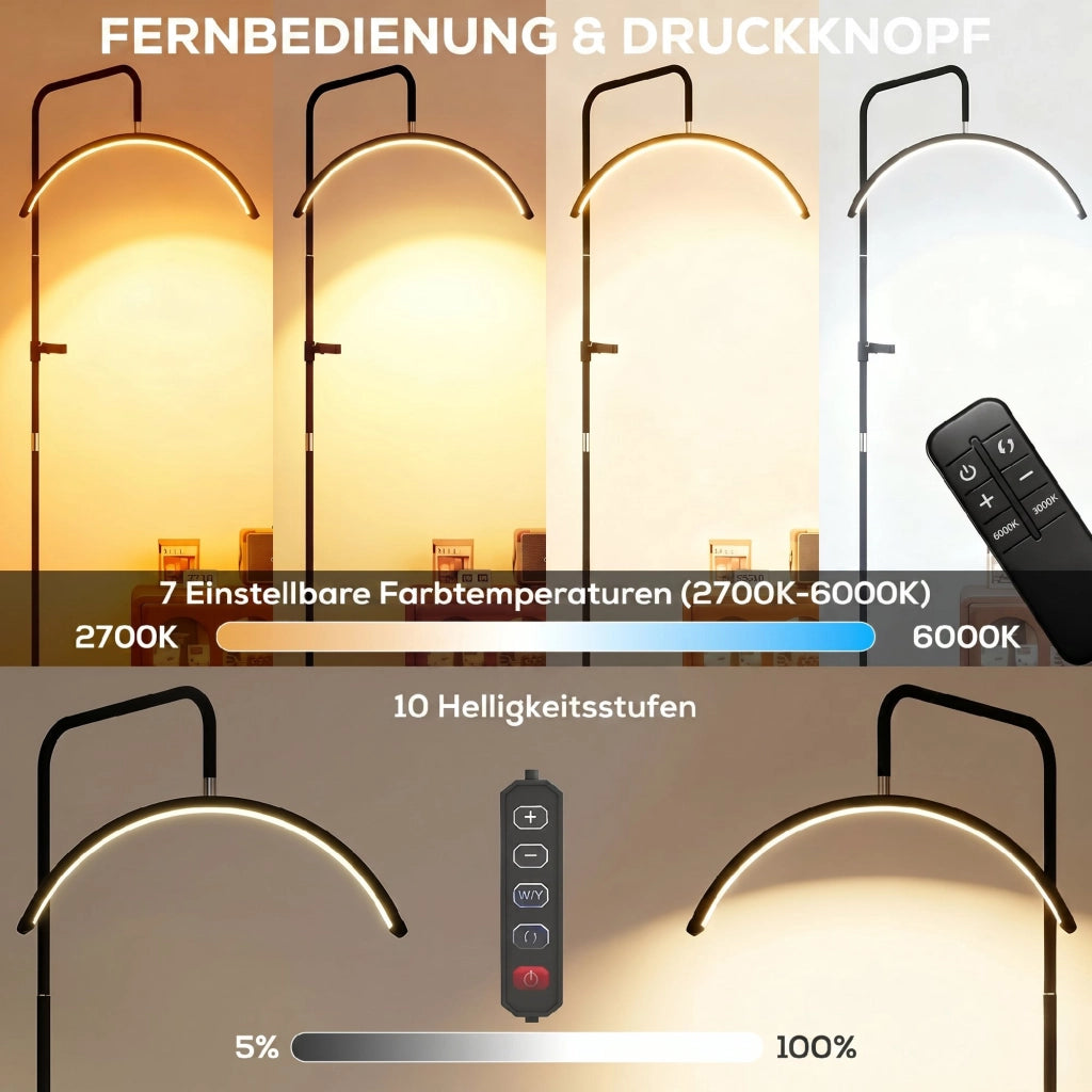 Lampada da terra con testa girevole 350¡ã 7 temperature colore ¨C Minimal ¨C nero