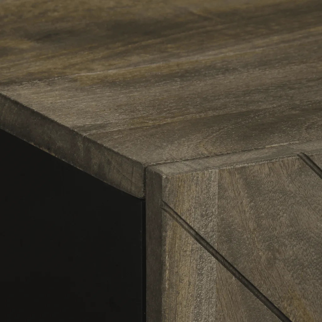 Credenza Nera 60x33x75 cm in Legno Massello di Mango 4017710