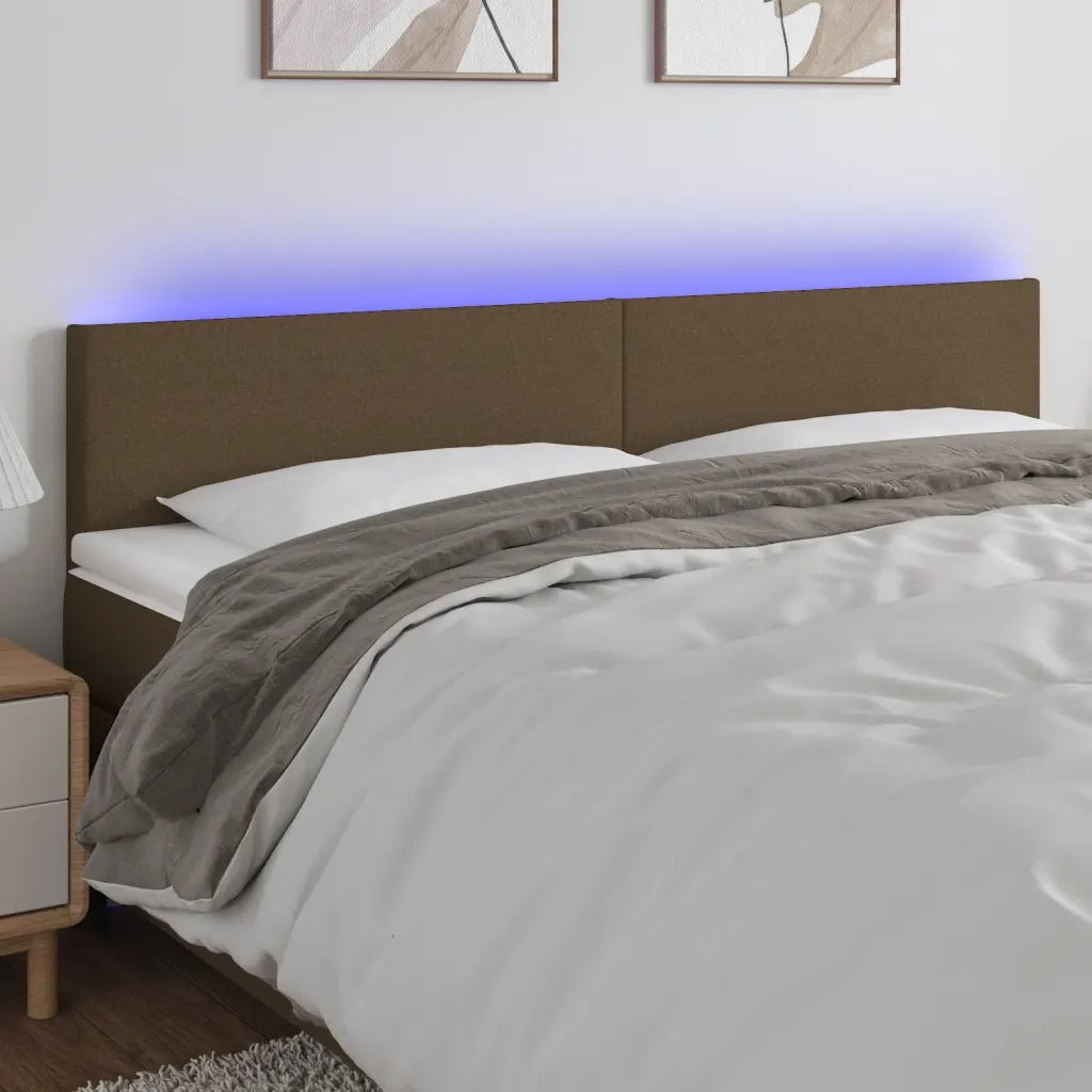 Testiera a LED-Testata con LED Marrone Scuro 160x5x78/88 cm in Tessuto 376701