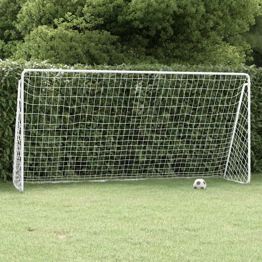 Porta da Calcio con Rete Bianca 366x122x182 cm in Acciaio cod mxl 57942