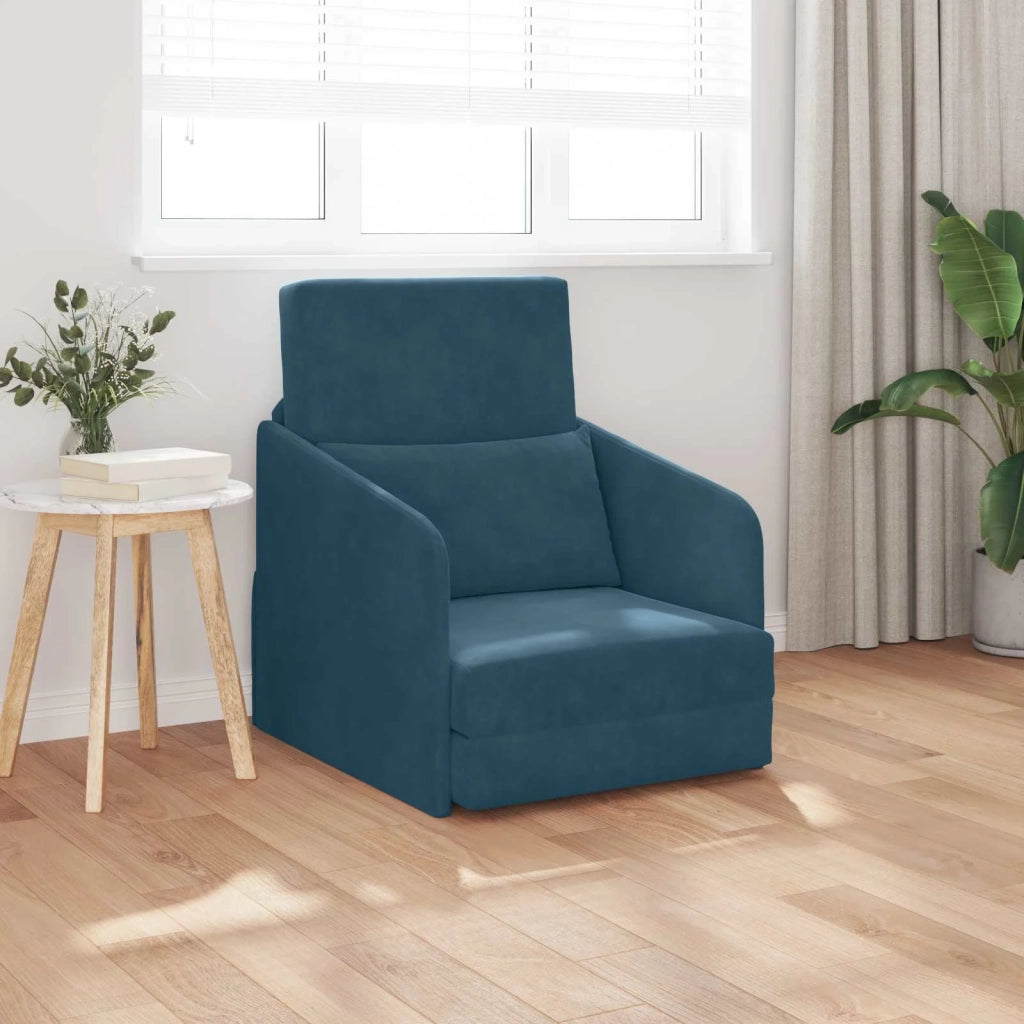 Divano letto | Sof¨¤ letto | Letto singolo Blu 65 x 80 x 83 cm Velluto
