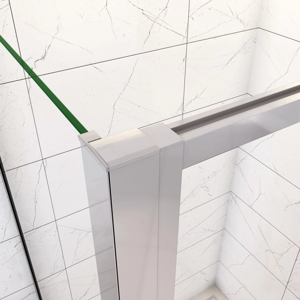 185cm Box Doccia Angolare Porta Girevole Battente con Parete Fissa 90x90cm in Vetro Temperato Trasparente 5 mm Profilo Cromo Lucido