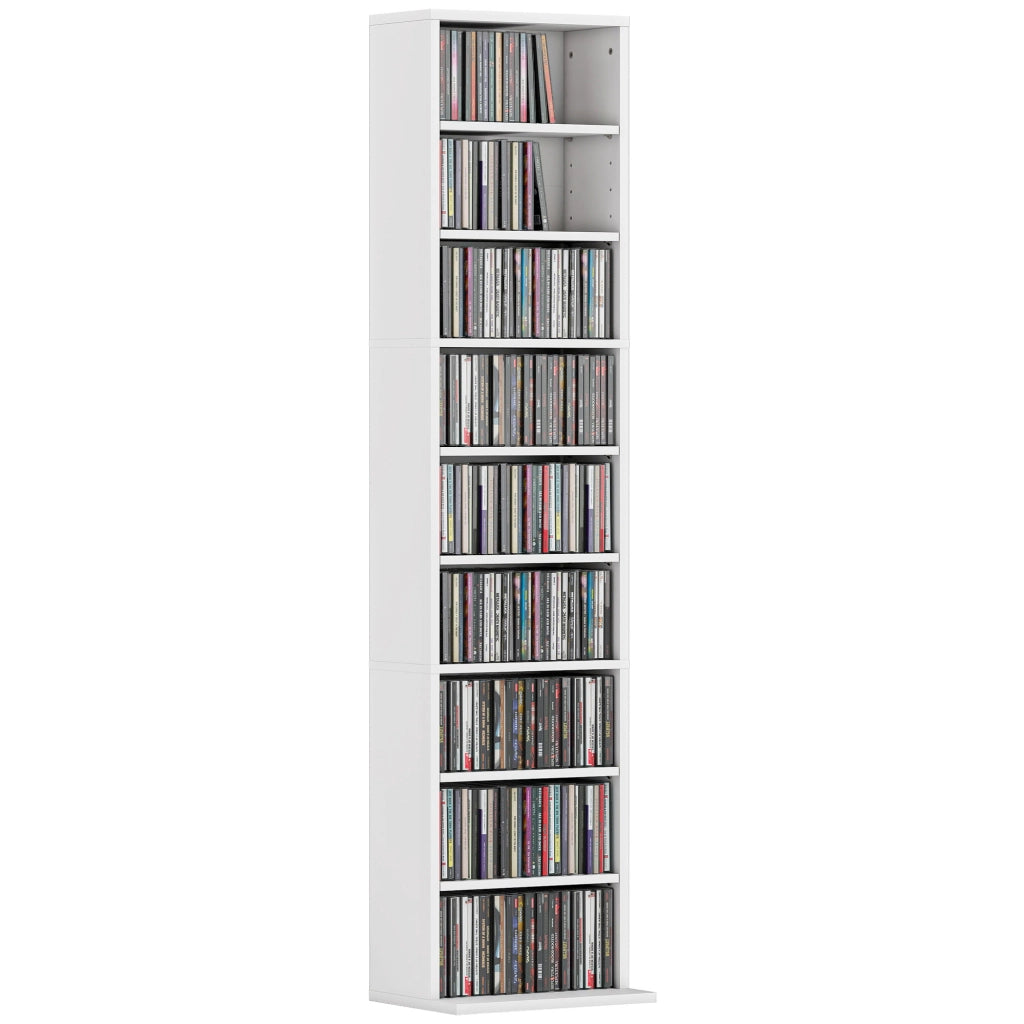 Scaffale per CD e DVD con 6 Ripiani Regolabili ¨C Minimal ¨C Bianco 33x24x140 cm