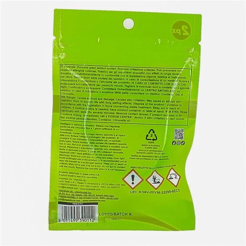 BRACCIALETTI VAPA SILICONE 2 PZ CITRONELLA