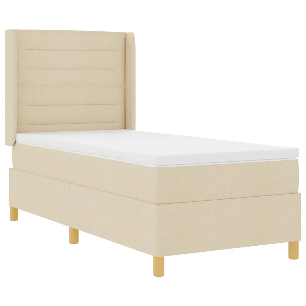 Letto a molle con strisce LED Crema 100 x 200 cm Tessuto 3343621