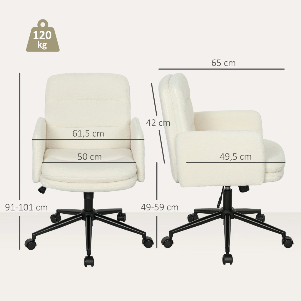 Sedia da ufficio con braccioli e rotelle ¨C Minimal ¨C crema, tessuto