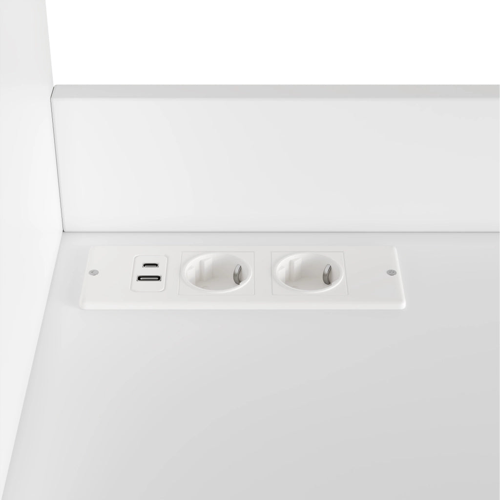 Credenza e madia con 2 prese e porte USB-A e USB-C, per cucina e sala da pranzo, bianco, 100,5 × 40 × 178 cm