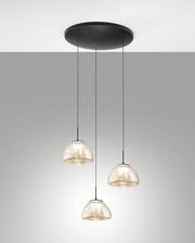 Lampada a Sospensione Lucille Ø350mm Cognac, LED 21W CCT 2700K/3000K/4000K, Dimmerabile, Struttura in Metallo e Vetro Borosilicato - Lucille