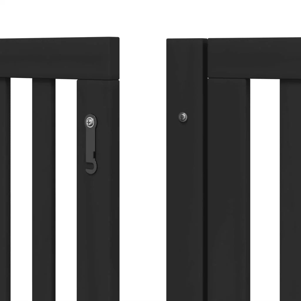 Cancelletto di sicurezza per animali domestici porta pieghevole 12 pannelli legno di pioppo nero 02_0023185