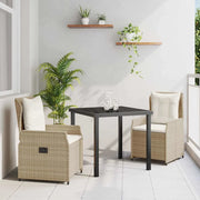 Set da Pranzo per Giardino 3 pcs Beige e Grigio Chiaro