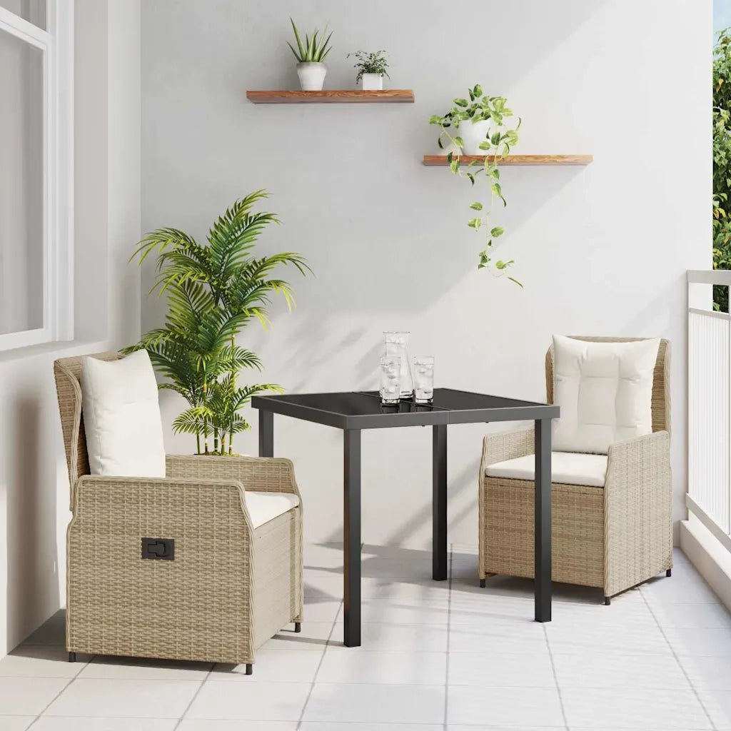 Set da Pranzo per Giardino 3 pcs Beige e Grigio Chiaro