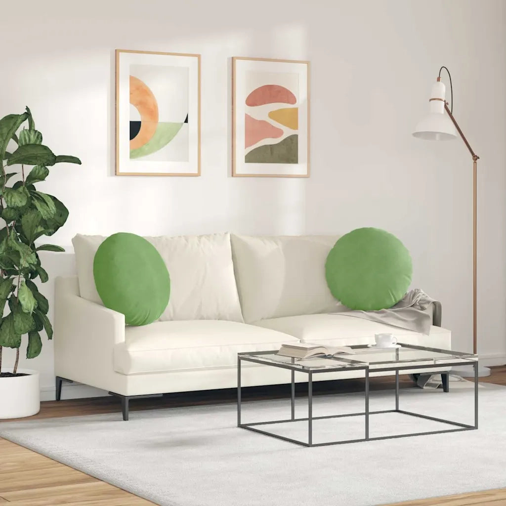 Cuscini per Seduta 2 pcs Verde chiaro Ø50 x 19 cm Velluto 42014177
